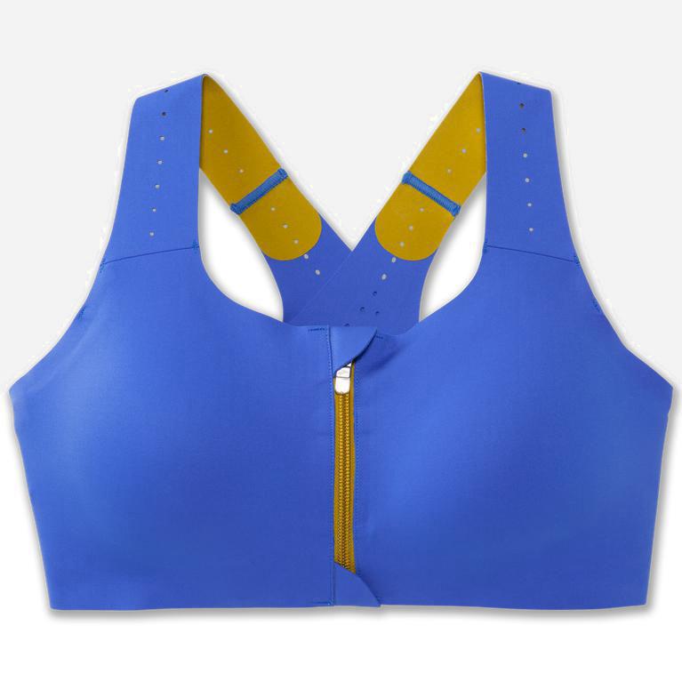 Brooks Dare Zip 2.0 Sports - Run Bra Mujer - Azules / Doradas (IHCT-25479)